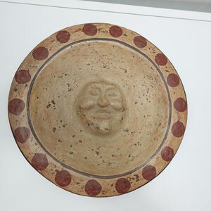 Vintage Handcrafted Studio Pottery Clay Face Wall Hanging Platter Folk Art